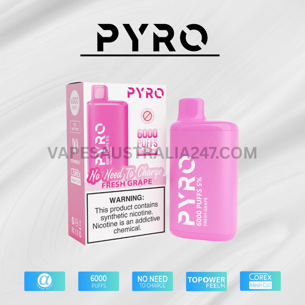 PYRO Vape 6000 Puffs 5% Fresh Grape PYRO Vape 6000 Puffs 5% Fresh Grape